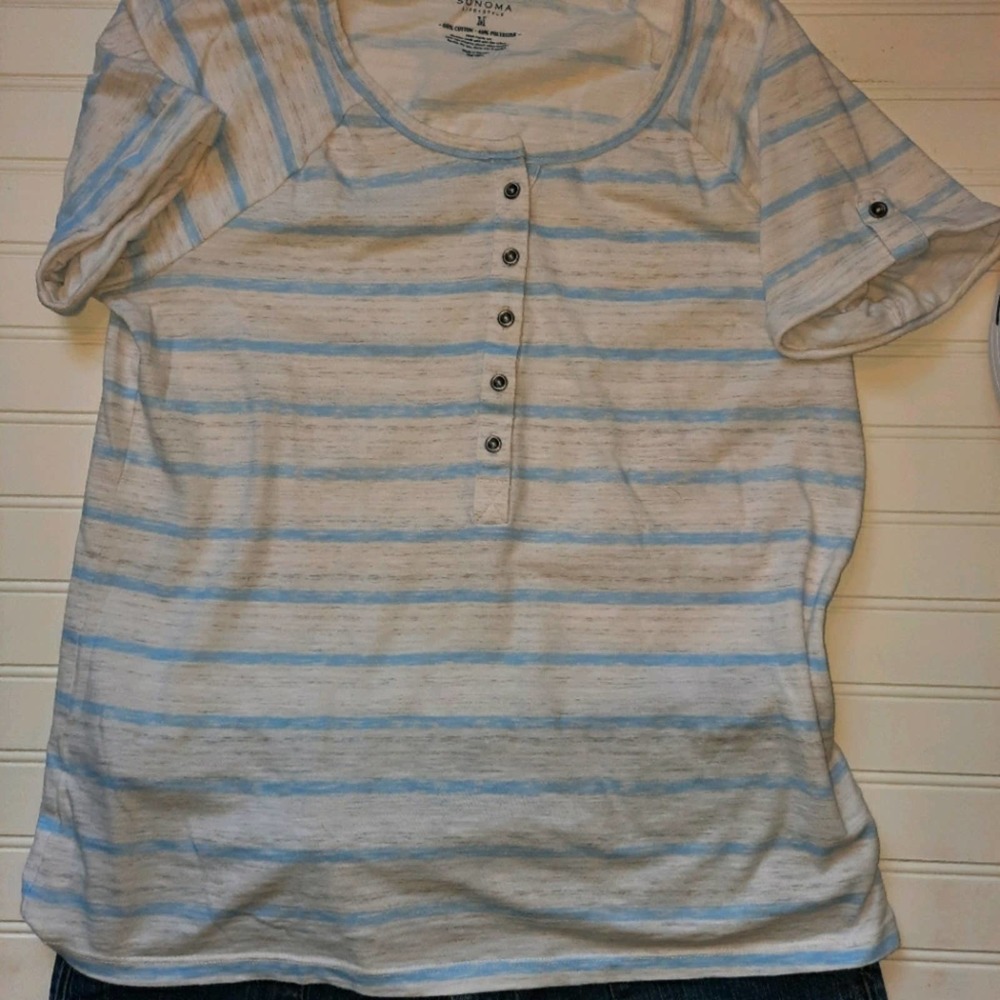 Ladies Sonoma Blue Stripped tee Size Medium